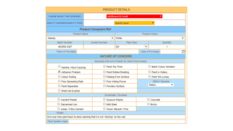 customer concerns form on sharepoint